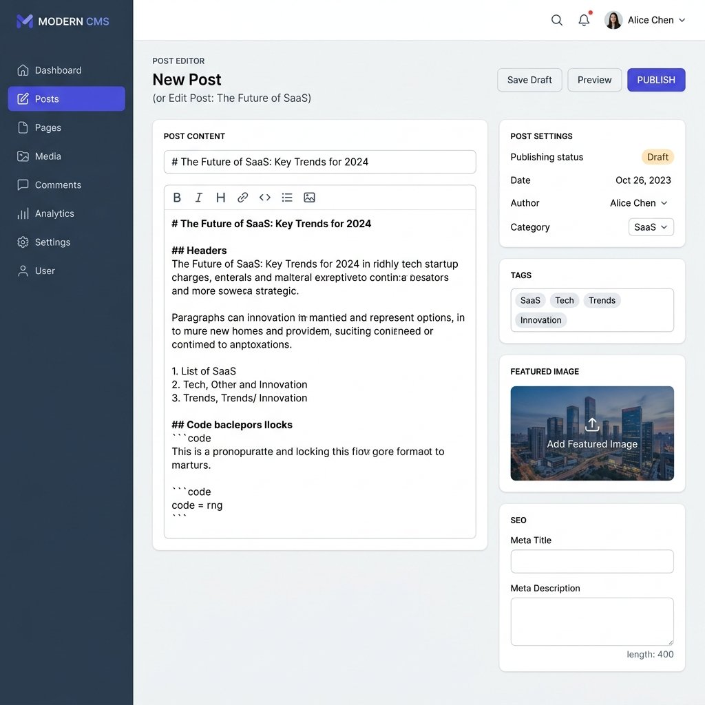React CMS Admin Dashboard Mockup