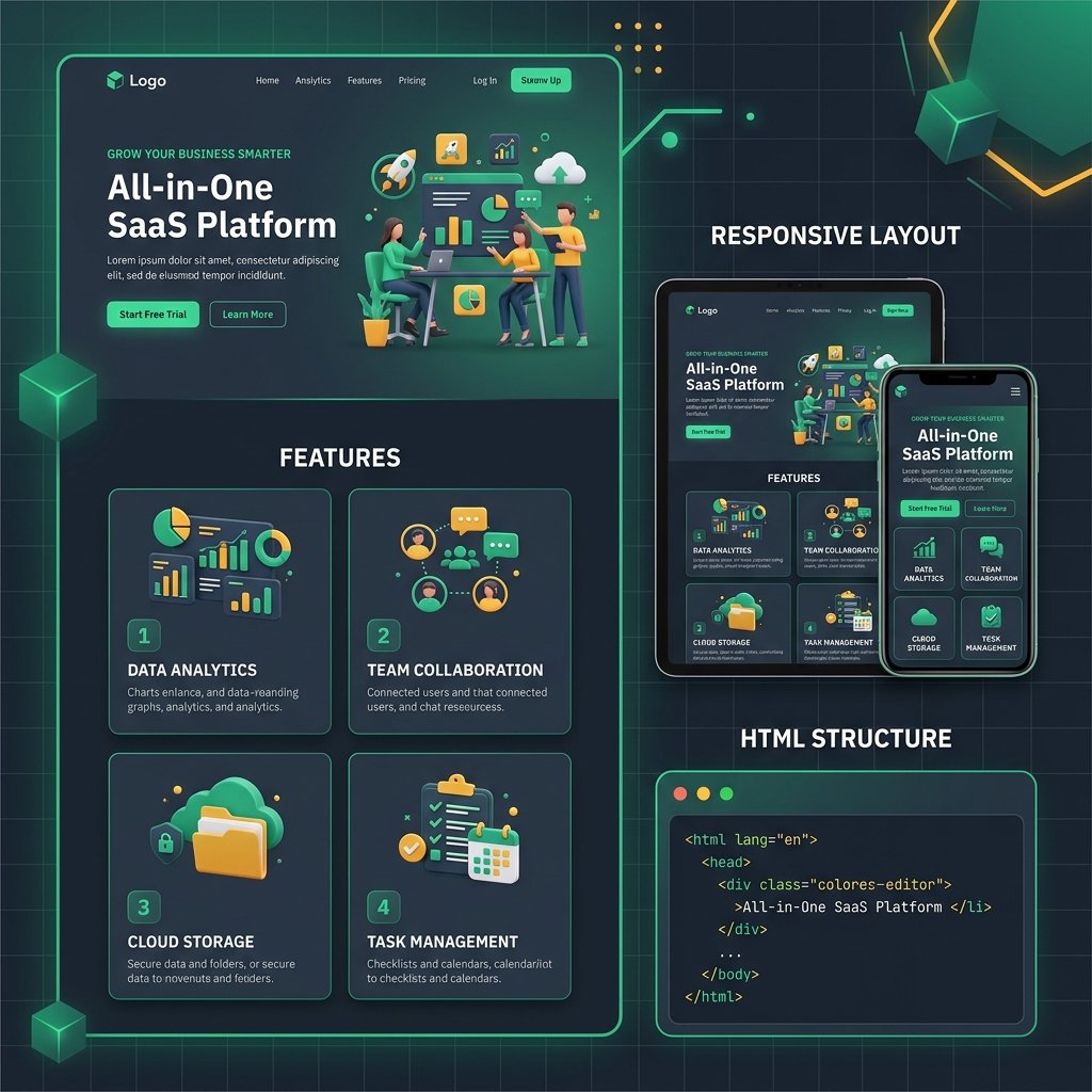 Responsive SaaS Landing Page Mockup